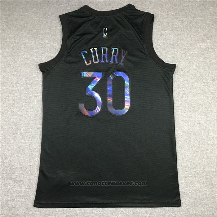 Maglia Golden State Warriors Stephen Curry #30 Iridescent Logo Nero